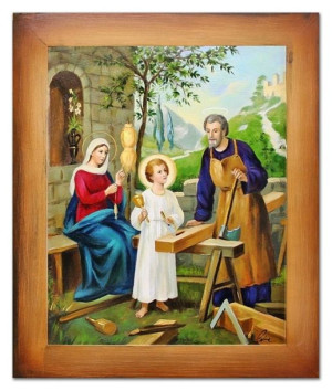 Obraz Świętej Rodziny na ślub 53x64 cm obraz olejny na płótnie w ramie