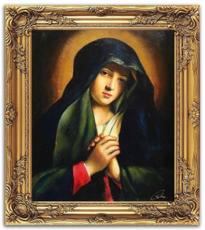 Obraz Matki Boskiej 53x64 cm obraz olejny na płótnie w złotej ramie