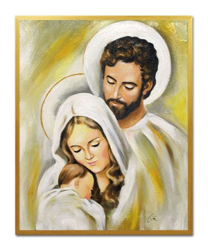 Obraz Świętej Rodziny na ślub 43x53 cm obraz olejny na płótnie w złotej ram