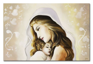 Obraz Matki Boskiej z Dzieciątkiem 60x90 cm obraz olejny na płótnie