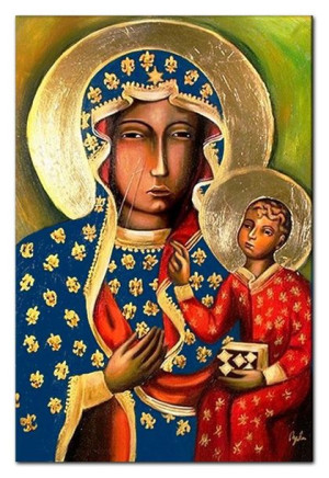Obraz Matki Boskiej Częstochowskiej 60x90 cm obraz olejny na płótnie