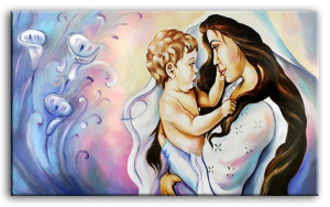 Obraz Matki Boskiej z Dzieciątkiem 60x90 cm obraz olejny na płótnie