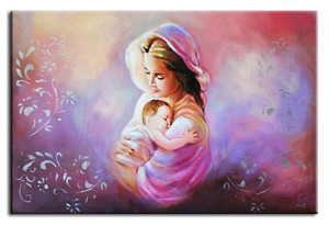 Obraz Matki Boskiej z Dzieciątkiem 60x90 cm obraz olejny na płótnie w ramie