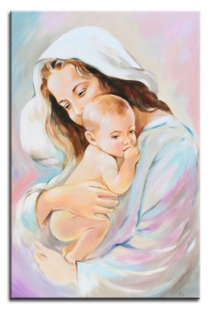 Obraz Matki Boskiej z Dzieciątkiem 60x90 cm obraz olejny na płótnie