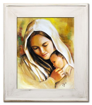 Obraz Matki Boskiej z Dzieciątkiem 59x69 cm obraz olejny na płótnie obraz w