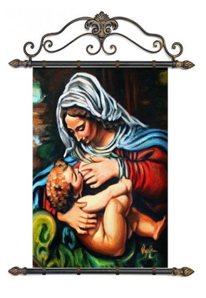 Obraz Matki Boskiej z Dzieciątkiem 68x95 cm obraz olejny na płótnie obraz w