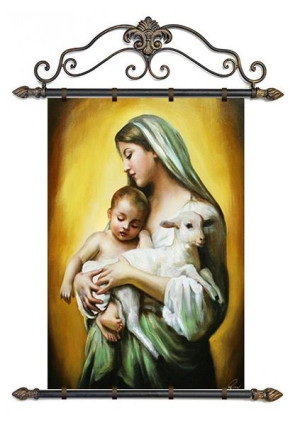 Obraz Matki Boskiej z Dzieciątkiem 68x95 cm obraz olejny na płótnie obraz w