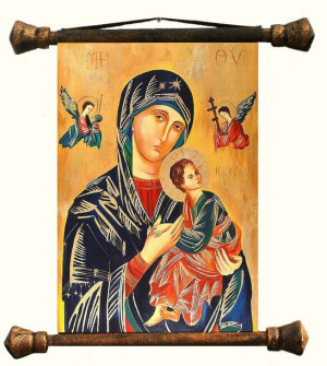 Obraz Matki Boskiej z Dzieciątkiem i Aniołami 54x82 cm obraz olejny na płót