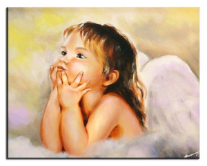 Obraz z Aniołkiem 50x70 cm obraz malowany na płótnie