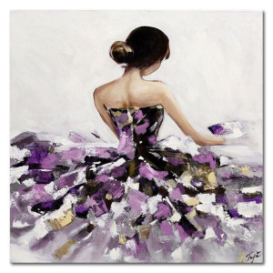 Obraz tańcząca Baletnica w różowej sukni 60x60cm obraz malowany na płótnie