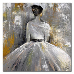 Obraz Baletnica tancerka 60x60cm obraz malowany na płótnie złoty