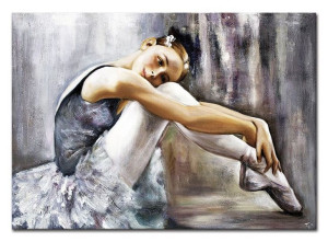 Obraz Baletnica 50x70cm obraz malowany na płótnie niebieski