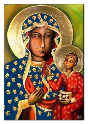 Obraz Matki Boskiej Częstochowskiej 50x70 cm obraz olejny na płótnie