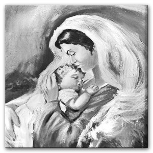 Obraz Matki Boskiej z Dzieciątkiem 60x60 cm obraz olejny na płótnie obraz c