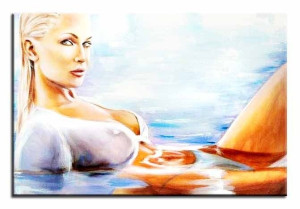 Obraz olejny ręcznie malowany na płótnie 90x60cm kobieta w kąpieli