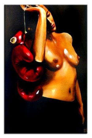 Obraz olejny ręcznie malowany na płótnie 60x90cm nagie kobiece piersi