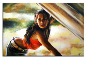 Obraz ręcznie malowany na płótnie 60x90cm kobieta w podróży