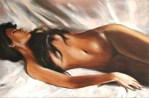 Obraz ręcznie malowany na płótnie 60x90cm obraz nagiej kobiety w pościeli