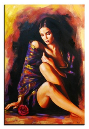 Obraz olejny ręcznie malowany na płótnie 60x90cm kobieta Akt