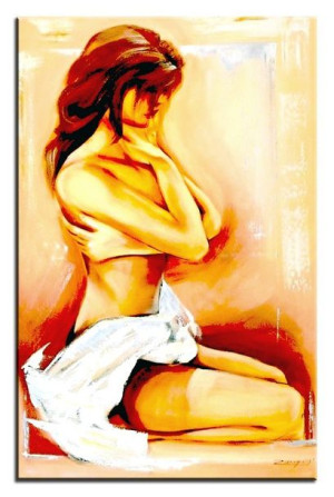 Obraz olejny ręcznie malowany na płótnie 60x90cm naga kobieta Akt