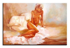 Obraz ręcznie malowany na płótnie 60x90cm naga kobieta akt