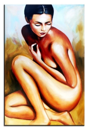 Obraz ręcznie malowany na płótnie 60x90cm naga kobieta akt