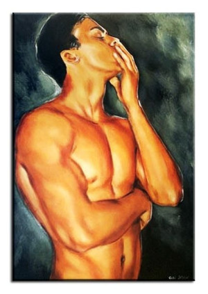Obraz ręcznie malowany na płótnie 60x90cm akt męski
