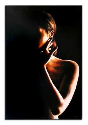Obraz ręcznie malowany na płótnie 60x90cm kobieta w mroku