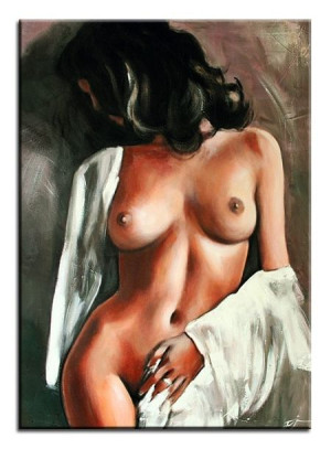Obraz ręcznie malowany na płótnie 60x90cm naga kobieta akt