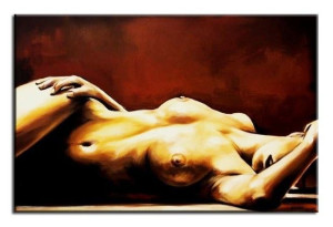Obraz ręcznie malowany na płótnie 60x90cm naga kobieta akt