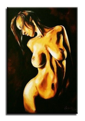 Obraz ręcznie malowany na płótnie 60x90cm naga kobieta akt