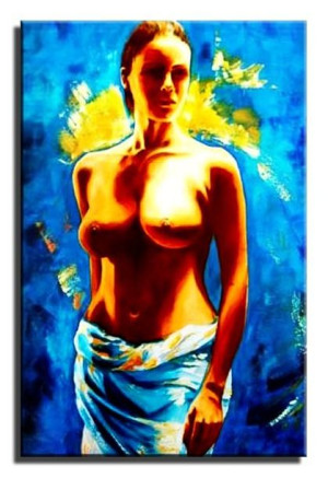 Obraz ręcznie malowany na płótnie 60x90cm naga kobieta akt