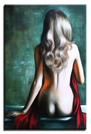 Obraz ręcznie malowany na płótnie 60x90cm naga kobieta akt