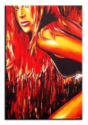 Obraz ręcznie malowany na płótnie 60x90cm kobieta w czerwieni