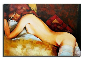 Obraz ręcznie malowany na płótnie 60x90cm naga kobieta akt