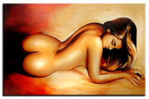 Obraz ręcznie malowany na płótnie 60x90cm naga kobieta akt