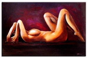 Obraz ręcznie malowany na płótnie 60x90cm naga kobieta akt