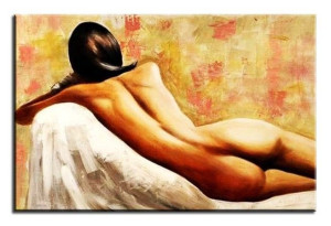 Obraz ręcznie malowany na płótnie 60x90cm naga kobieta akt