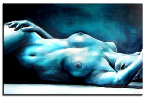 Obraz ręcznie malowany na płótnie 60x90cm naga kobieta akt