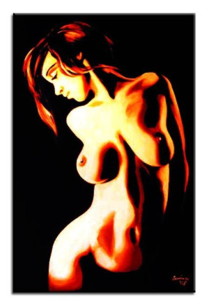 Obraz ręcznie malowany na płótnie 60x90cm naga kobieta