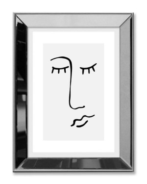 Obraz linearny w lustrzanej ramie do salonu śpiąca kobieta 31x41cm