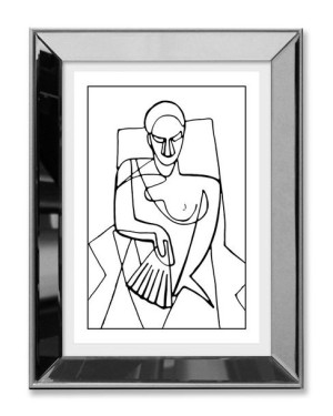Obraz linearny w lustrzanej ramie do salonu kopia mistrza 31x41cm