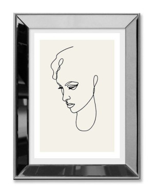 Obraz linearny w lustrzanej ramie do salonu smutek kobiety 31x41cm