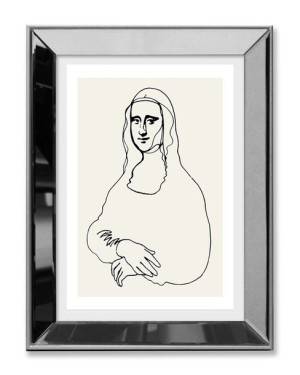 Obraz linearny w lustrzanej ramie do salonu Mona Lisa 31x41cm