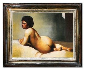 Obraz ręcznie malowany na płótnie 37x47cm akt kobiecy