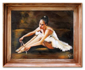 Obraz Baletnica 37x47cm obraz malowany na płótnie w ramie