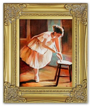 Obraz Baletnica 30x35 obraz malowany na płótnie w złotej ramie