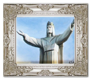 Obraz olejny ręcznie malowany z Jezusem Chrystusem obraz w złotej ramie 27x