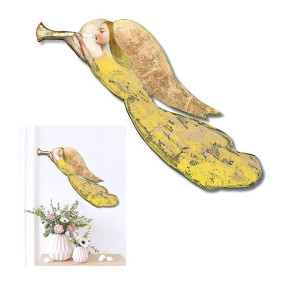 Aniołek do powieszenia na ścianie drewniany malowany 72x20cm żółty