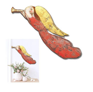 Aniołek do powieszenia na ścianie drewniany 72x20cm ręcznie malowany czerwo